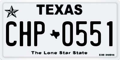 TX license plate CHP0551