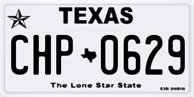 TX license plate CHP0629
