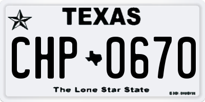 TX license plate CHP0670