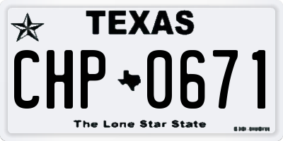 TX license plate CHP0671