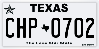 TX license plate CHP0702