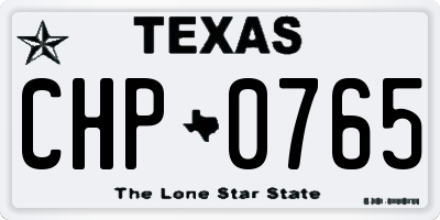 TX license plate CHP0765