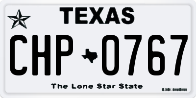 TX license plate CHP0767