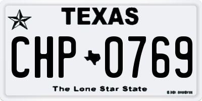 TX license plate CHP0769
