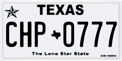 TX license plate CHP0777