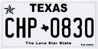 TX license plate CHP0830