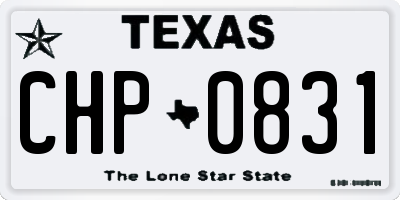 TX license plate CHP0831