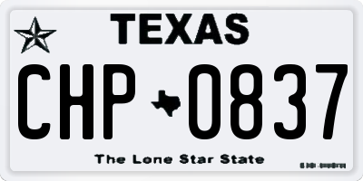 TX license plate CHP0837