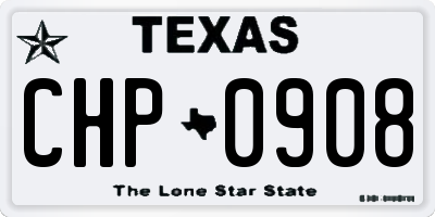 TX license plate CHP0908