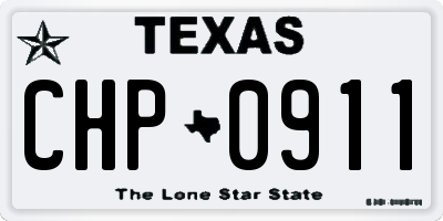 TX license plate CHP0911