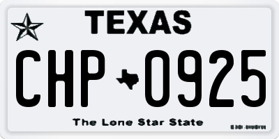TX license plate CHP0925