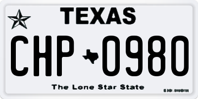 TX license plate CHP0980