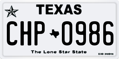TX license plate CHP0986