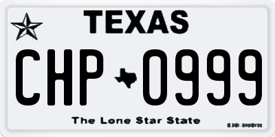 TX license plate CHP0999