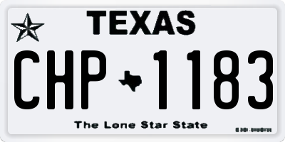 TX license plate CHP1183