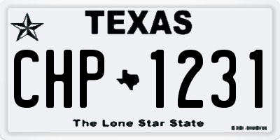 TX license plate CHP1231