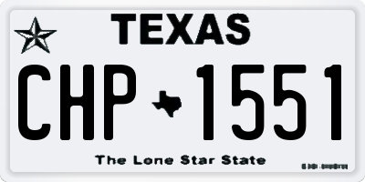 TX license plate CHP1551
