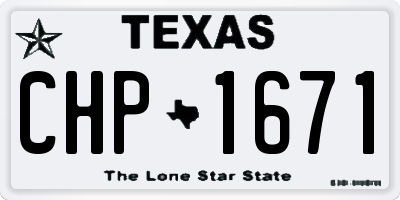 TX license plate CHP1671