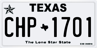 TX license plate CHP1701
