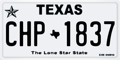 TX license plate CHP1837