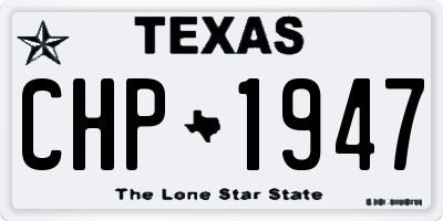 TX license plate CHP1947