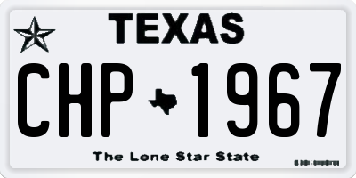 TX license plate CHP1967
