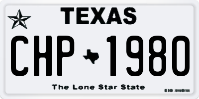 TX license plate CHP1980