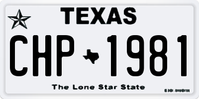 TX license plate CHP1981