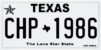 TX license plate CHP1986