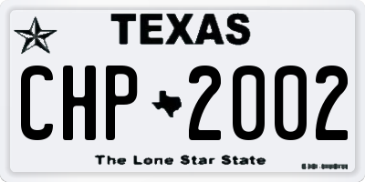 TX license plate CHP2002