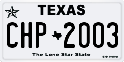 TX license plate CHP2003
