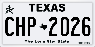 TX license plate CHP2026