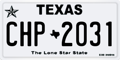 TX license plate CHP2031
