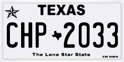 TX license plate CHP2033