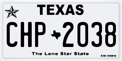 TX license plate CHP2038