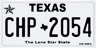 TX license plate CHP2054