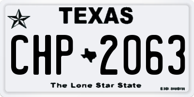 TX license plate CHP2063