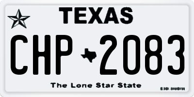 TX license plate CHP2083