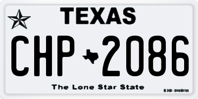 TX license plate CHP2086