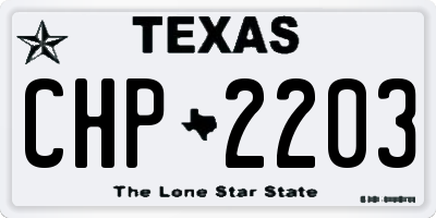 TX license plate CHP2203