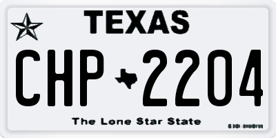 TX license plate CHP2204