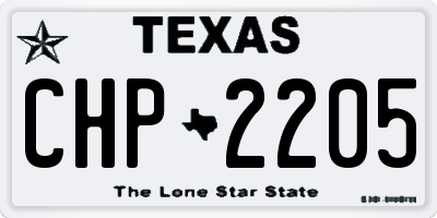 TX license plate CHP2205