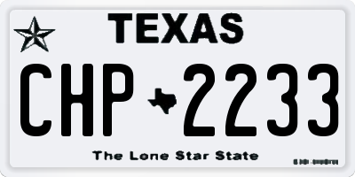 TX license plate CHP2233