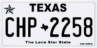 TX license plate CHP2258
