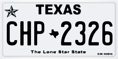 TX license plate CHP2326