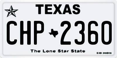 TX license plate CHP2360