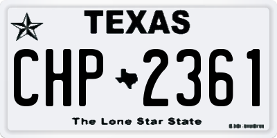 TX license plate CHP2361