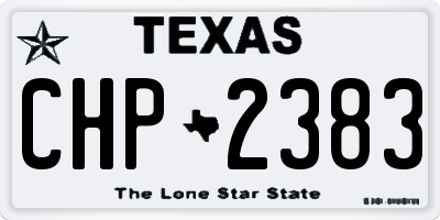 TX license plate CHP2383