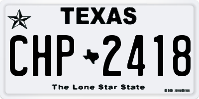 TX license plate CHP2418