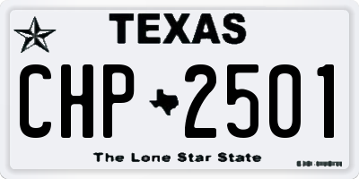 TX license plate CHP2501